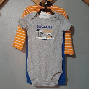 Carters 12m 3 Piece Set Boys Local Cutie Beach Cruzin Onesies and Lounge Pants